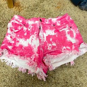 Pink and white booty shorts